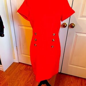 Ann Taylor Orange Sheath Dress with Dolman Sleeves
